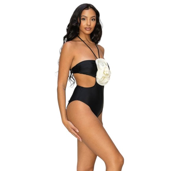 3D Flower One-Piece Monokini Bathing Suit - Picture 2 of 5